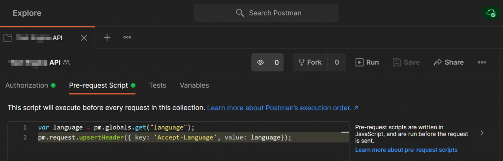 Postman "Pre-request Script"